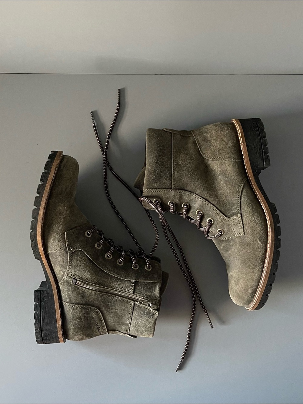 ECCO Elaina Green Leather Combat Boot 7-7.5 Hydromax Comfort Orthotic Denmark